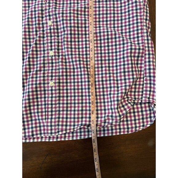 J.Crew Button Down Men's Shirt Slim Fit Blue Purple Plaid Gingham XL Business - Picture 6 of 6